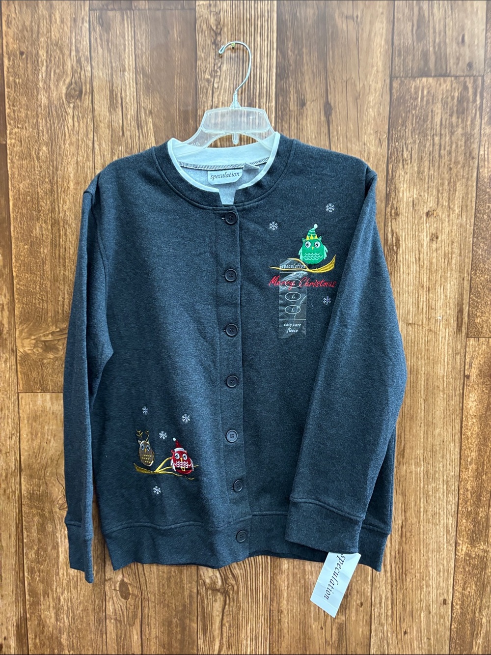NWT Speculation Women's Dark Gray Holiday Button-Front Shirt